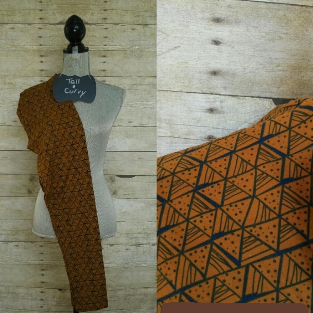 LuLaRoe Leggings Original TC - Gold Triangles on Blue Background